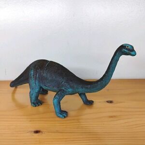 1985 Vintage Imperial Brontosaurus Dinosaur Figure Toy Dark Gray & Blue 12" Long
